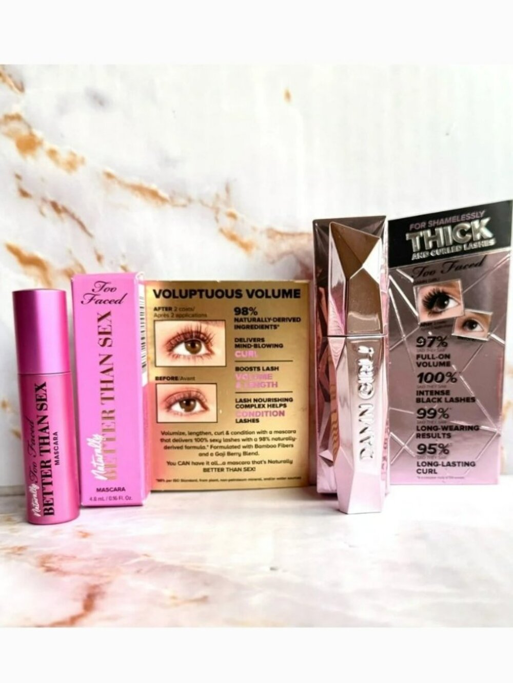 Too Faced Naturally Better Than Sex and Damn Girl! Black Mascara Travel Size NWT